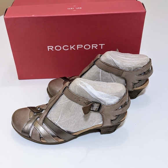 Rockport Cobb Hill Aubrey Khaki Multi Color. Leather Wedge heel. Women's Size 5. - Picture 4 of 14